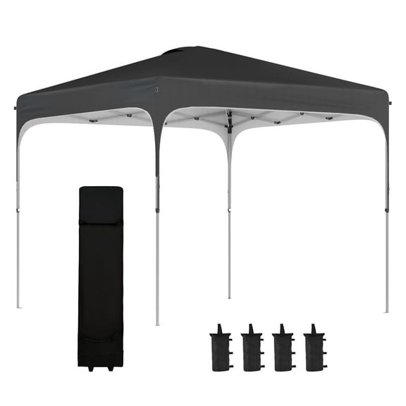8x8 Pop Up Canopy Tent, Adjustable Gazebo with Wheels & Weight Bags - Black