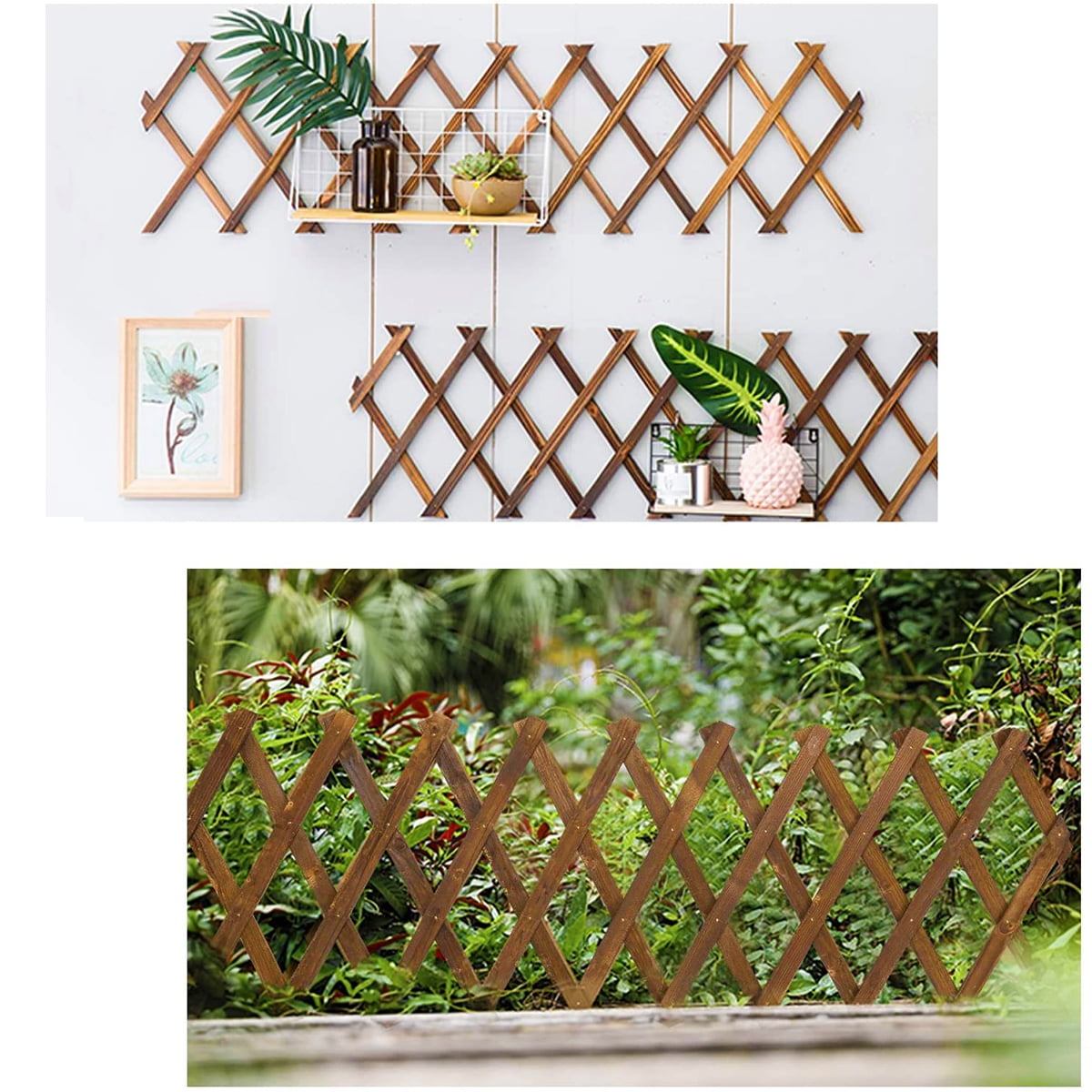 Wooden Trellis Wood Retractable Fence Climbing Plants Fence Panel Garden Screen