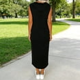 thumbnail image 5 of Miluxas Womens Hoodie Dress Solid Sleeveless Casual Loose Fit Dress Streetwalk Daily Outfits Black, 5 of 7