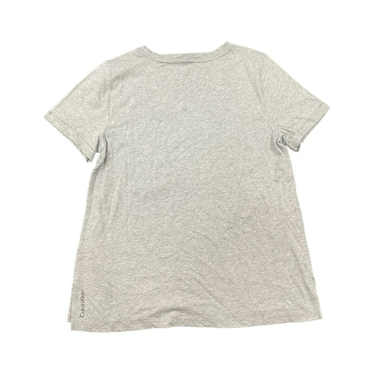 Calvin Klein Women's Soft Crew Neck Rolled Sleeve Graphic Logo T-shirt  (DFY, M) 