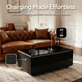 thumbnail image 4 of LIVTAB Smart Coffee Table, 23" D x 41.5" W x 18.1" H, Living Room Table with Built in Fridge and Speakers, Smart Table with 15W Wireless Charging, USB Chargers and 110V Outlets, Black, 4 of 8
