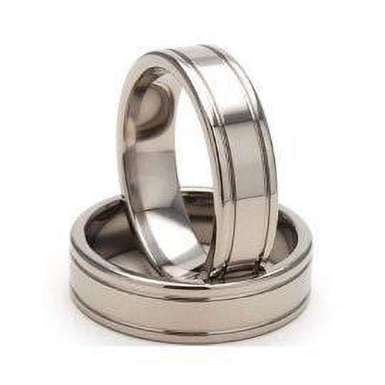 7mm Flat Titanium Ring with a groove on each edge