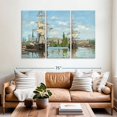 thumbnail image 2 of Elephant Stock Ships Riding On The Seine At Rouen 1872-1873 Wall Art - Living Room Wall Decor - Transportation Multi Panel - Blue And Gray Decor By Claude Monet - 65" x 42", 2 of 4