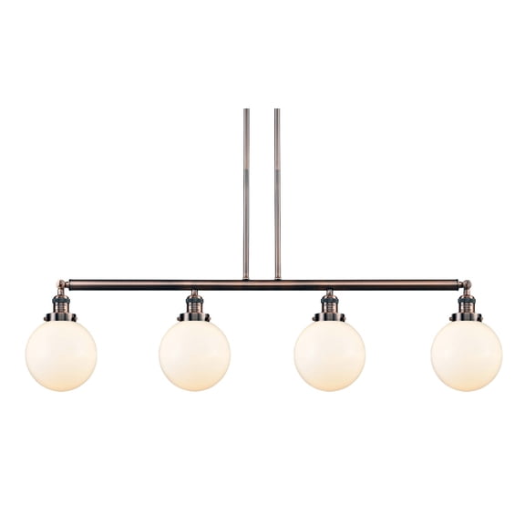 Innovations Lighting 214-S-8 Beacon Beacon 4 Light 53" Wide Linear Chandelier - Copper