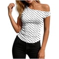 thumbnail image 2 of Aezemi Women off the Shoulder Tanks Fashion Printed Going out Shirts Summer Trendy Dressy Outerwear Casual Tees S, 2 of 6