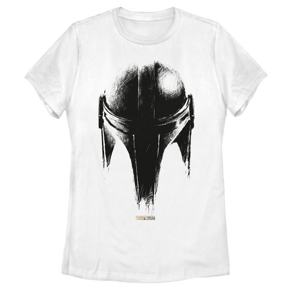 Women's Star Wars: The Mandalorian Metallic Helmet Graphic Tee White Medium