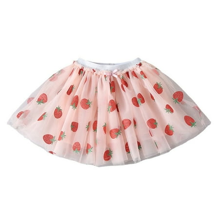

ASEIDFNSA Tulle Toddler Dress Wedding Dress Flower Girl Toddler Skirt Girl Fashion Solid Color Mesh Tutu Half Skirt Girl foreign Style Trendy Pink Strawberry Pattern Casual Pommel Skirt