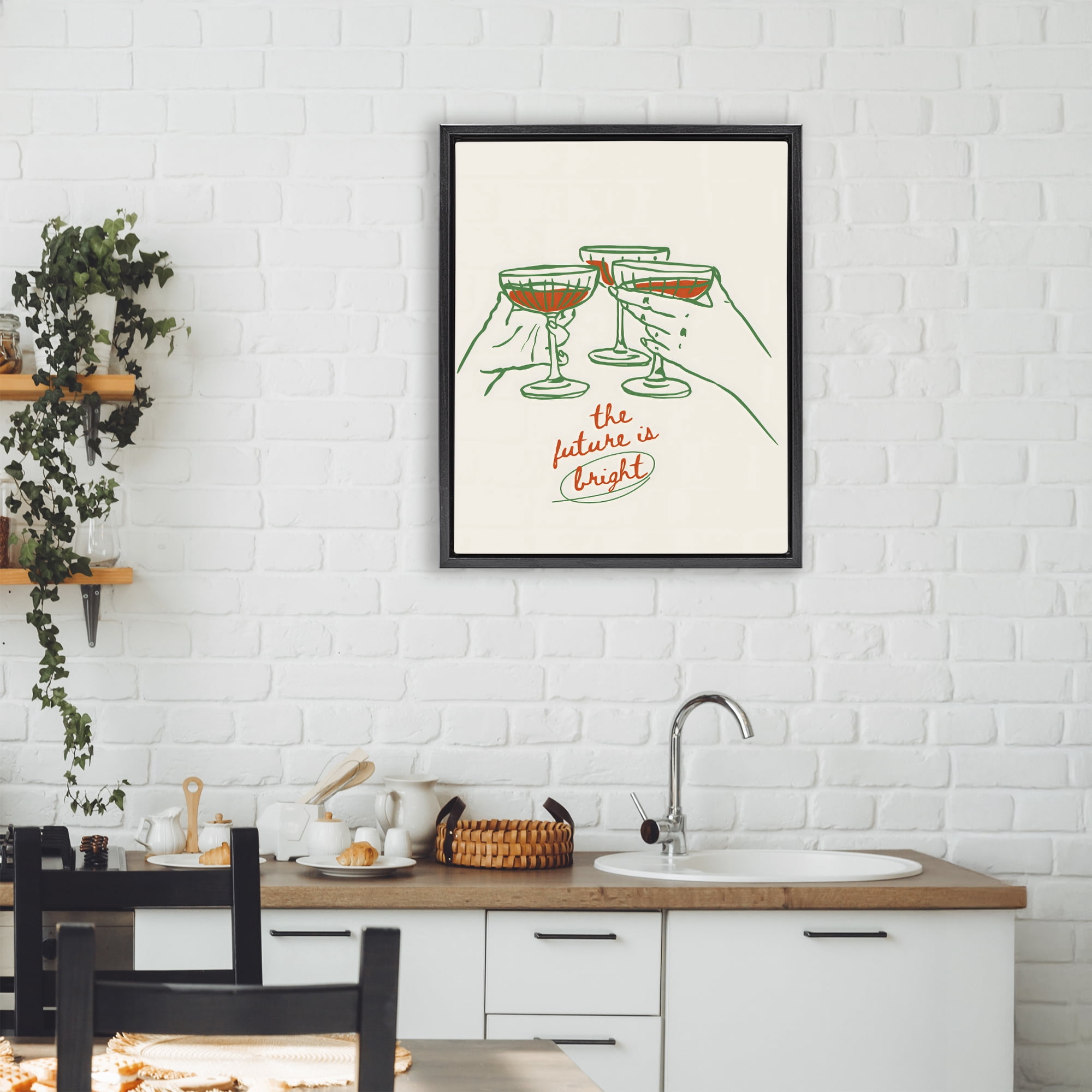 Stupell Industries The Future Is Bright Toast Black Framed Floater Canvas Wall Art, design by The Prints Vibe