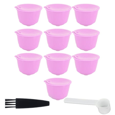 

Reusable Capsules Set Refillable Coffee Filter Cup Pod for DOLCE GUSTO Coffee MachinePurple 10 Capsules+1 Spoon+1 Brush