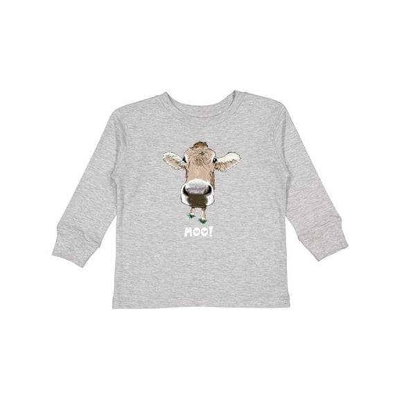 Inktastic Moo Cute Brown Holstein Cow Boys or Girls Long Sleeve Toddler T-Shirt