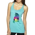 thumbnail image 1 of Neon Beach Sunset Cat California Vibes | Womens Animal Lover Premium Tri-Blend Racerback Tank Top, Tahiti Blue, Medium, 1 of 4