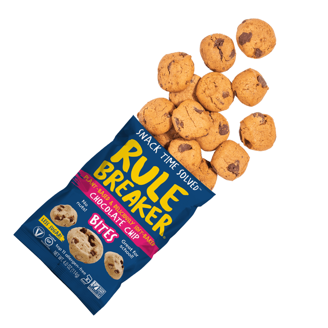 Rule Breaker Snacks Chocolate Chip Blondie Bites 6-Pack | Vegan, Gluten-Free, Nut-Free, Top 11 Allergen-Free | 6 4-oz Bags