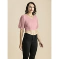 thumbnail image 2 of Moomaya Womens Solid Crop Top, V Neck Puff Sleeves Casual Summer Blouse, 2 of 8