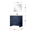 thumbnail image 4 of Lafarre 36 in W Navy Blue Vanity, Cultured Marble Top, Gun Metal Faucet Set & 28" Mirror, 4 of 6
