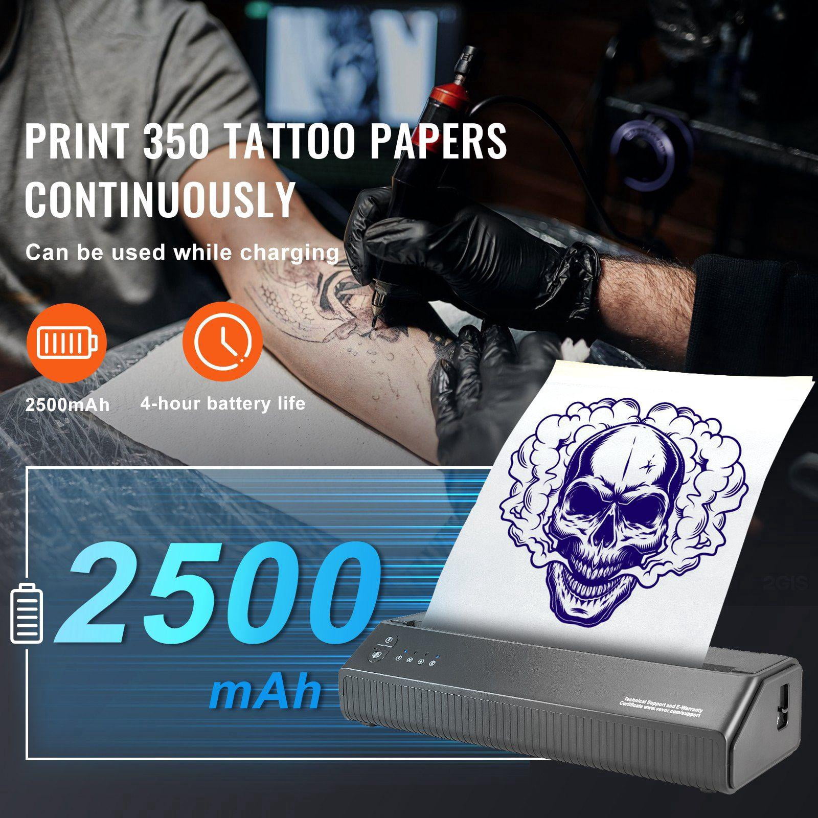 Wireless Bluetooth Tattoo Stencil Printer Machine with 10 Transfer Papers Compatible for iOS Android Phone iPad PC Includes Storage Bag