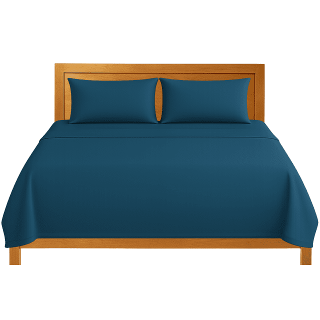 Sábanas King Size Lisas We2 Dream 100% Algodón Color Azul Petróleo 4 Piezas