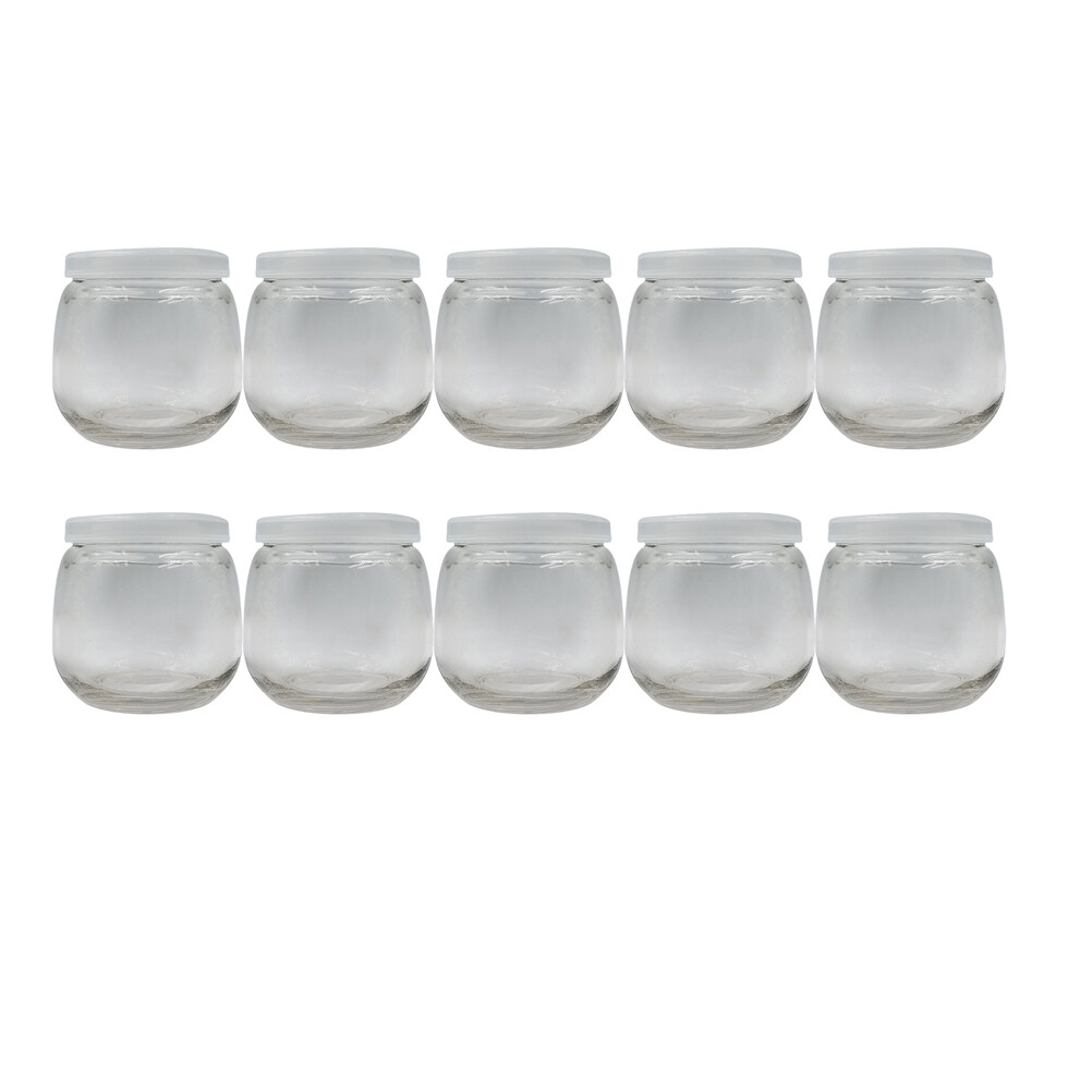 Homemaxs 10pcs 100ml Lovely Pudding Bottle Glass Heatresistant Yogurt Containers Milk Cup Clear