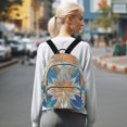 thumbnail image 7 of JIALIOU Mini Backpack Purse for Women Quilted Casual Daypack Small Travel Shoulder Bag, Orange Blue Floral Stained Glass, 7 of 7