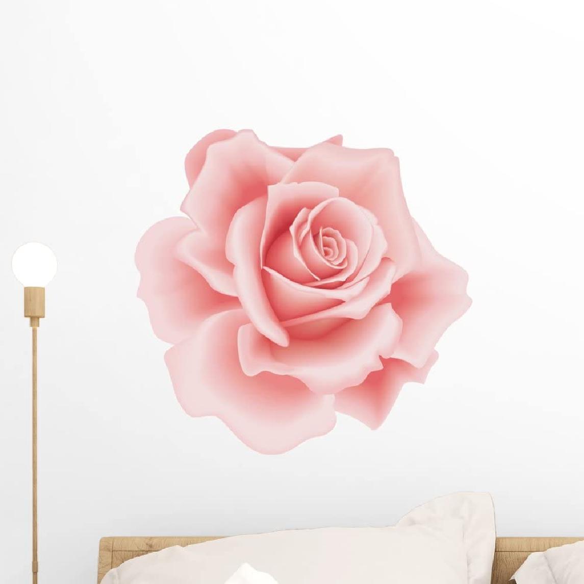 Flower Decal Pink Rose Wall Decal Peel and Stick Graphic