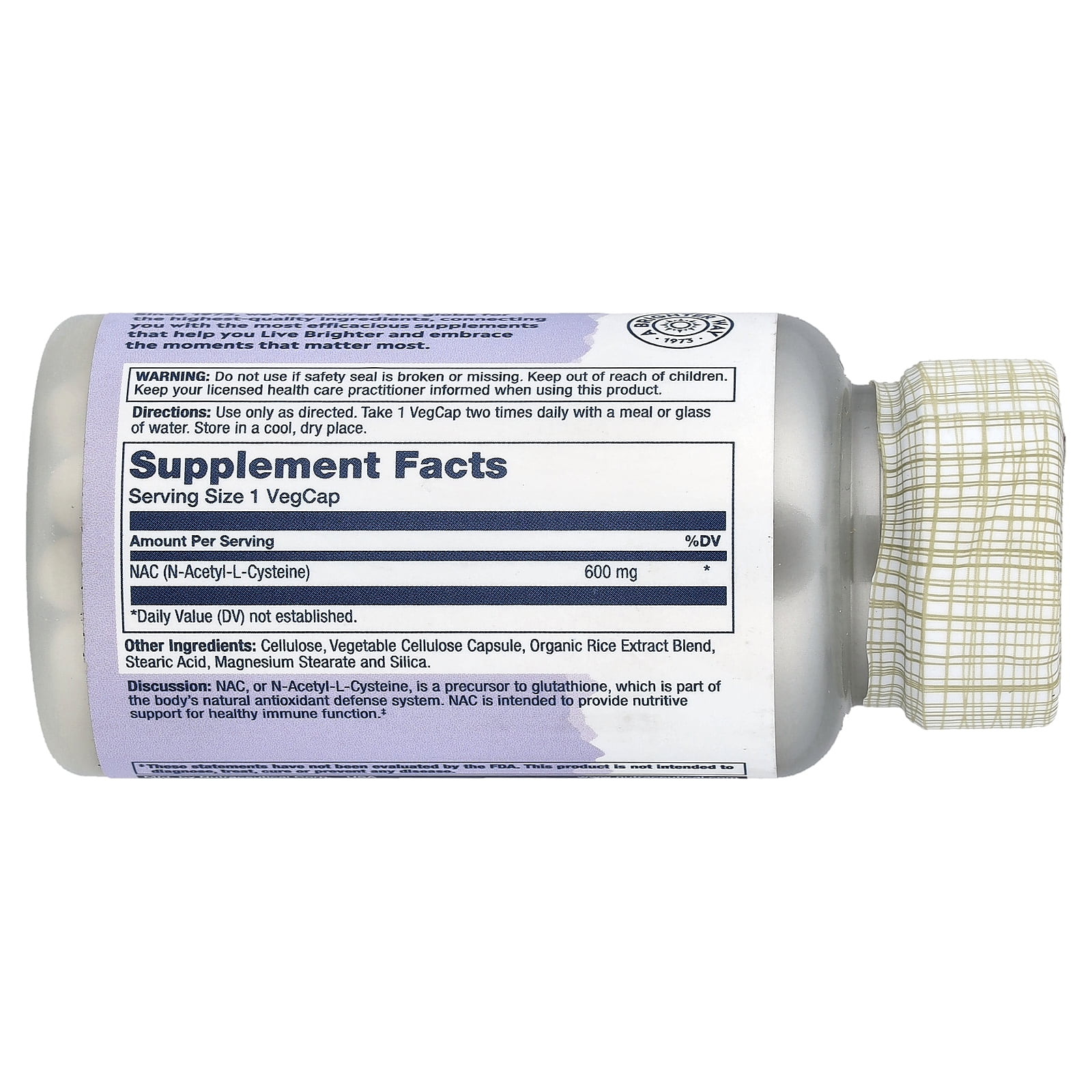 NAC 600mg Solaray 60 VCaps