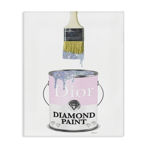Stupell Industries Art Deco Glam Pop Diamond Pink Paint Can Sparkle Brush Canvas Art, 16 x 20, by Amanda Greenwood
