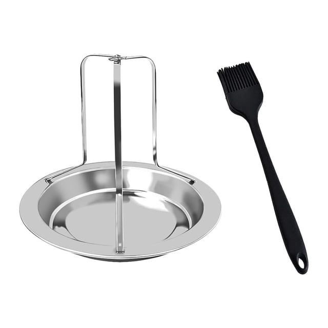 FRCOLOR Grille Détachable pour Poulet, Poêle à Rôtir en Acier Inoxydable avec Brosse, 7.6"X7.6"X6.02 Pouces