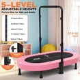 thumbnail image 3 of Foldable Trampoline, Mini Rebounder Trampoline with Adjustable Handle, Exercise Trampoline, Parent-Child Kids Twins Trampoline Max Load 220lbs, 3 of 6