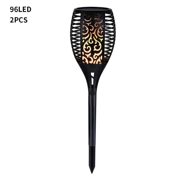 Luz de llama de jardín LED de energía solar Lámpara de antorcha de césped Luz de decoración de camino de patio impermeable, 96 LED, 2 piezas Inevent HA005194-05B