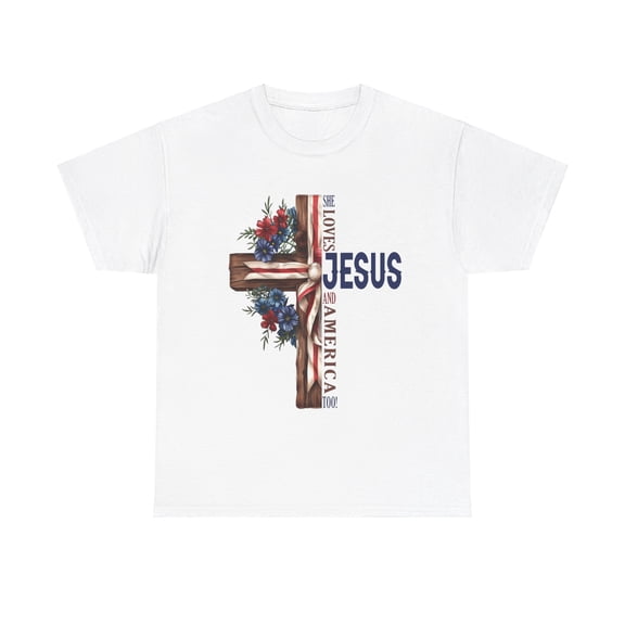 Loves Jesus And America Shirt, 4th July Shirt, Christian Shirt ID-0608-9R2A