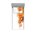 thumbnail image 2 of Floral Bedding Set with Sheet & Covers, Ornaments Flowers Waves Pattern Curvy Leaves Swirls Graphic Design, Printed Bedroom Decor 2 Shams, 4 Sizes, Orange Yellow Cream, by Ambesonne, 2 of 3