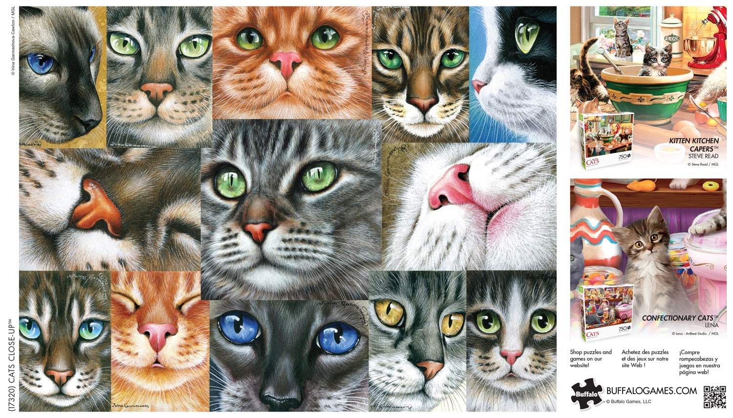 Buffalo Games 750-Piece Cats Close-up Adult Interlocking Jigsaw