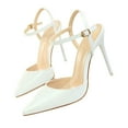 thumbnail image 2 of XIMIN Women High Heeled Sandal Sexy Pointed Toe High Heel Slingback Pumps Sandals Cutout Strappy Stiletto Slip on Formal Casual Shoes Party Wedding (6, White), 2 of 4
