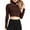 Dark Brown, variant on Turtleneck Crop Tops for Women Long Sleeve Shirts Mock Neck Base Layer Tops