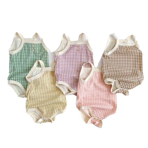 LYMAYTER Baby Girls Toddlers Spaghetti Strap Bodysuit Sleeveless Cotton One-Piece Summer Pack 3M-24M