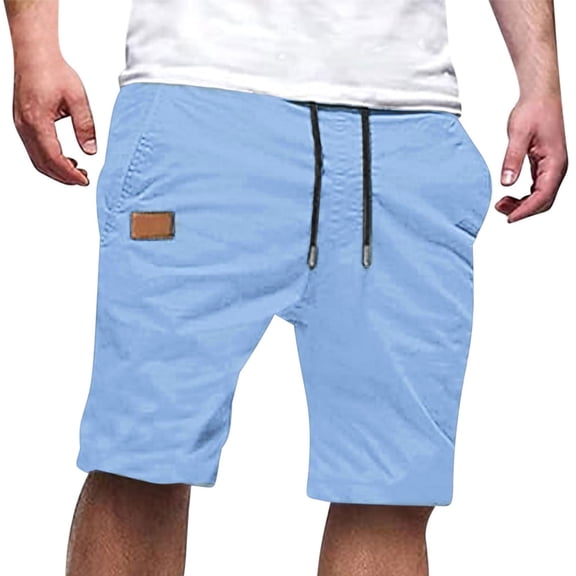 Mceream Cargo Shorts for Men Baggy Drawstring Summer Beach Stretch Twill Chino Golf Short with Pockets Elastic Waist Work Shorts Casual Outdoorhiking Cargo Shorts Light Blue XXXXXL