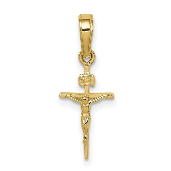 Auriga Fine Jewelry 10K Yellow Gold Inri Crucifix Cross Pendant for Women (L-21 mm,W-8 mm)