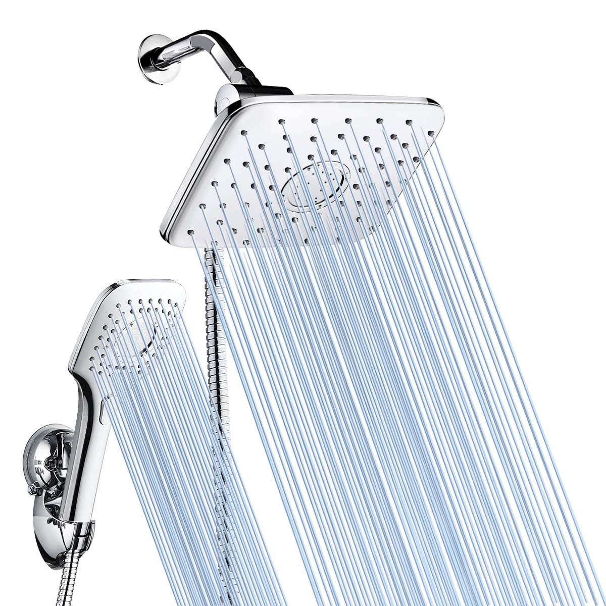 9" RainfallDual Fixed Shower Head,with Handheld Shower Heads, 60'' Hose