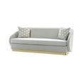 thumbnail image 2 of K-Living  Penelope Plush Velvet Sofa In Grey With Gold Accent And Throw Pillows, 2 of 4