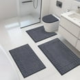 thumbnail image 1 of MeyJey Juego de 4 Tapetes de Baño, Tapetes de Baño, Tapete de Baño de Microfibra Antideslizante, Ultra Suave, con Contorno en Forma de U, Tapete de Baño para Baño, Ducha en el Suelo, Gris Oscuro, 1 of 15
