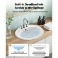 thumbnail image 4 of KFFKFF Semi-Recessed Bathroom Sink, 19.09 x 16.73 Inch Oval White Ceramic Basin with Overflow and 3 Faucet Holes, Drop-In Design for Modern Vanity or Compact Bathrooms, 4 of 9