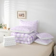 thumbnail image 5 of Manfei Ribbon Bow Knot Twin Bedding Sets 7-Piece,Geometric Geometric Checkered Bedding Comforter Set 7-Piece,Purple White Bowtie Sheet Sets,Ultra Soft Room Decor Reversible, 5 of 7