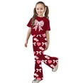 thumbnail image 3 of Kiijoy Valentine's Day Girls Outfits Cute Bow Short Sleeve T Shirt and Flared Pants Set, Sizes 9-10, 3 of 3