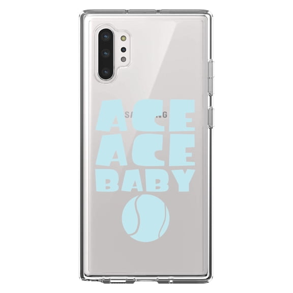 DistinctInk Clear Shockproof Hybrid Case for Galaxy Note 10 PLUS (6.8" Screen) - TPU Bumper Acrylic Back Tempered Glass Screen Protector - Ace Ace Baby Tennis