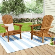 NiamVelo Outdoor Adirondack Chairs Set of 2, Folding Lounger Chair for Lawn,Outdoor,Patio,Fire Pit Seating Accent Furniture w/Natural Finish Weather Resistant, Wooden