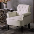 thumbnail image 2 of Wulawindy Elegant Button Tufted Club Chair Accent Armchairs Roll Arm Living Room Cushion with Wooden Legs, 2 of 7