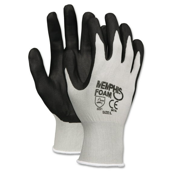 MCR Safety Economy Foam Nitrile Gloves, X-Large, Gray/Black, 12 Pairs -CRW9673XL