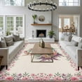 thumbnail image 3 of Large Area Rugs for Living Room Bedroom, Easter Bunny Roses 8'x10' Rug Washable Carpet Runner Indoor Outdoor, Pink Floral Spring Linen Non Slip Floor Mats Rug for Kitchen, Patio, 3 of 8