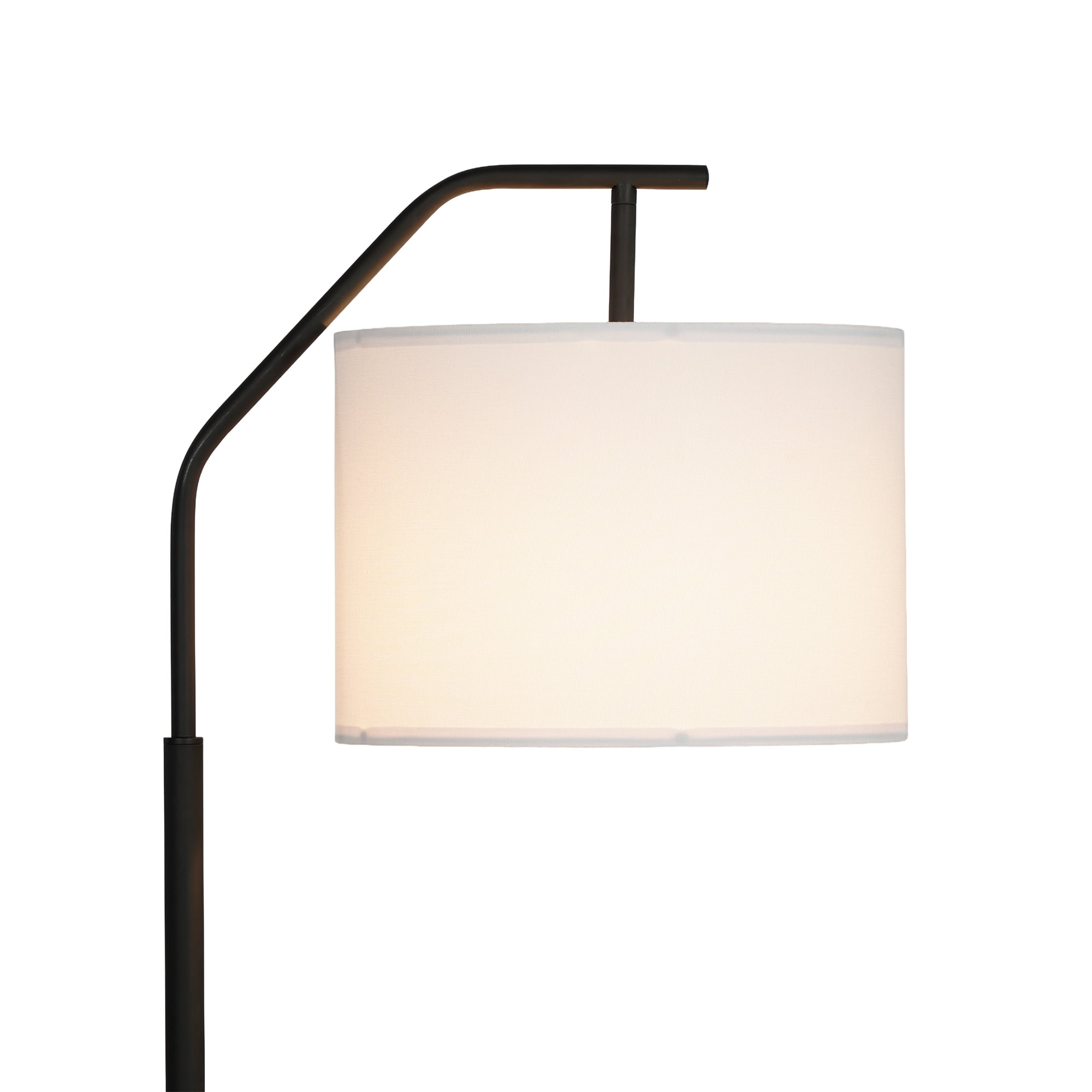 Mainstays 62" Black Metal Angled Downbridge Floor Lamp with Linen Shade
