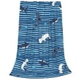 thumbnail image 2 of Sikiie Sharks on White Blue Striped Ultra-Soft Micro flannel Blanket Luxury All Seasons Warm Blanket for Bedding Sofa and Travel (4 sizes)-80"x60", 2 of 7