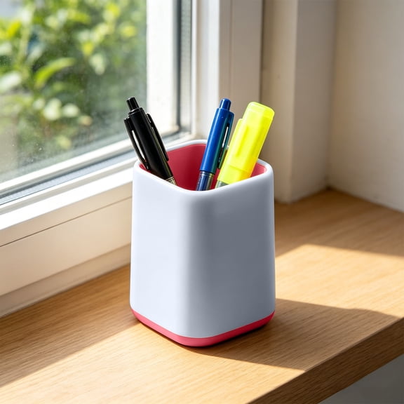 Kdkad Desk Pen Holder & Desktop Organizer, Large Capacity Pencil Cup for Office, Serviceable Plastic Stationery Storage for Home Makeup Brushes Accessories, 4.1 In